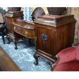 A Georgian style mahogany pedestal sideboard,