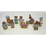 Nine Beswick Beatrix Potter figures - Mr Benjamin Bunny; Goody Tiptoes; Miss Moppet;