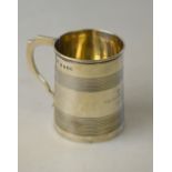 A George III banded silver Christening mug, Elizabeth Morley, London 1814, 3.