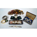 A large collection of vintage jewellery including paste set brooches, earrings, bracelets etc,