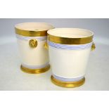 A pair of ice-pails with gilt-lion mask handles, un-marked,