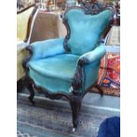 A Victorian rosewood show-framed salon armchair,