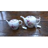 A Meissen or Meissen style teapot and cover, decorated with flower sprays, 17cm long,