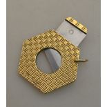 A 9ct gold-faced hexagonal fob cigar-cutter, Ramsden & Roed,