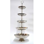 A nickel-plated 5-tier cake stand