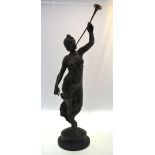 After I Villams, French bronze figure of an Art-Nouveau girl with a trumpet,