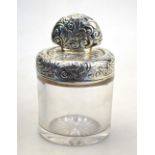 A late Victorian heavy glass smelling salts bottle,