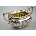 A late Victorian half-fluted sugar basin with twin handles, Thomas Latham & Ernest Morton,