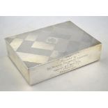 A heavy quality silver Art Deco style cigarette box, Goldsmiths & Silversmiths Co. Ltd.