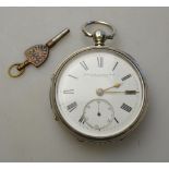 A Victorian silver open-faced pocket watch with keywind lever movement,