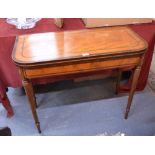 A 19th century rosewood cross-banded satinwood card table,