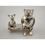 Sarah Jones: a miniature cast silver group, Winnie the Pooh and Piglet, London 1989,