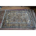 An old Persian Malayer rug - washed blue/beige, 1.45 x 1.