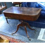 A Regency satinwood inlaid rosewood card table,