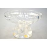 A contemporary Lalique clear and frosted glass pedestal bowl,