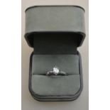 A single stone oval brilliant cut diamond ring approx 0.