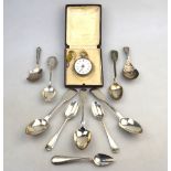 A George III silver caddy spoon with shell bowl (repaired), London 1812,