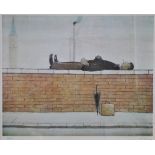 ** Laurence Stephen Lowry (1887-1976) - 'Man lying on a wall', limited edition 13/500 colour print,