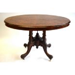 A Victorian burr walnut centre table,