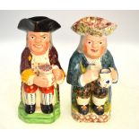 Two 19th century Toby jugs, sponge decoration,