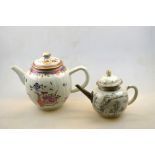 Two Chinese Export teapots, comprising: one with white metal spout,