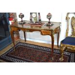 A Louis XV style late 19th century ormolu mounted floral marquetry inlaid kingwood bureau plat,