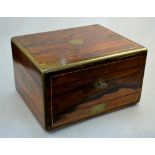 A Victorian brass bound rosewood vanity box,