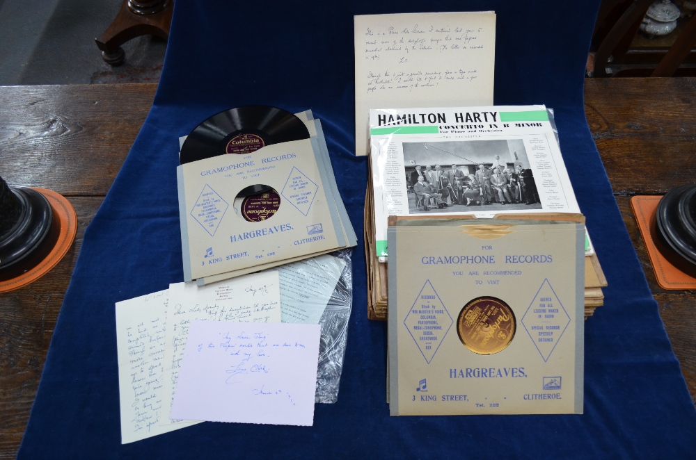 A collection of vintage gramophone records - mostly classical - including tributes to Hamilton