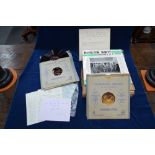 A collection of vintage gramophone records - mostly classical - including tributes to Hamilton