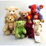 Seven Steiff Classic mohair teddy bears - two x 32 cm, one x 26 cm,