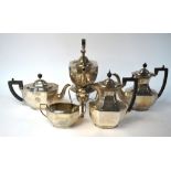 A heavy quality five-piece part tea/coffee service of elongated octagonal form comprising;