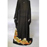 A gentleman's black silk kimono, a Turkish gentleman's multi-coloured striped robe,