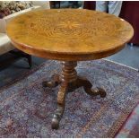 A 19th century Maltese parquetry walnut centre table,