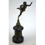 A brown patinated bronze figure after de Bologna of Fortuna,