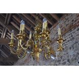 A large cast brass eight-branch electrolier, 60 cm high,