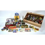 A collection of die-cast waterline ship models, Corgi and Matchbox vehicles,