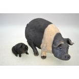 Lawson E Rudge - Raku pottery model of a British Saddleback pig,