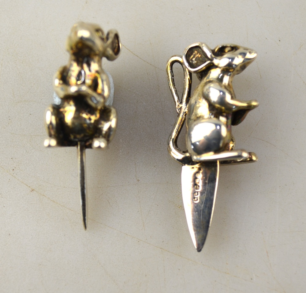 Two novelty silver 'cheese mice' label-holders, - Image 4 of 8