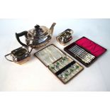 A Walker & Hall electroplated three-piece tea service,