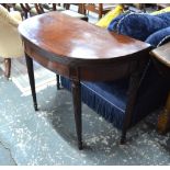 A 19th century mahogany demi-lune card table,