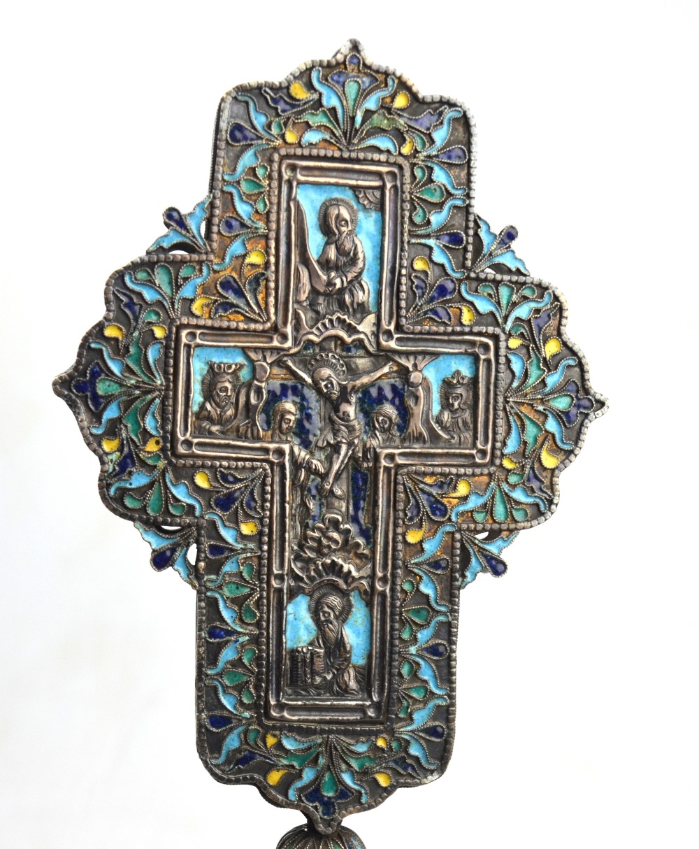A 19th century Orthodox Church benediction cross, - Image 3 of 6
