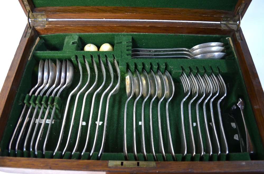 An oak canteen containing a set of OEP flatware, - Image 4 of 8