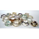 A collection of seventeen teacups and saucers to include Grainger, Worcester; James Duke; G.F.