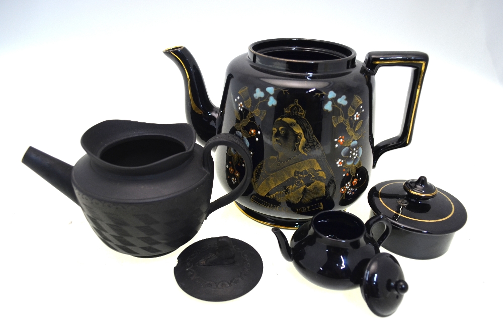 Three black teapots, comprising: an 1887 - Image 2 of 3