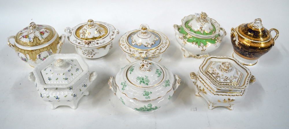 A collection of eight Ridgway sugar boxe