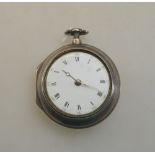 A George III silver pair-case pocket watch with verge and fusee movement by Jonathan Collington,