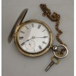 A Victorian silver hunter pocket watch with key-wind lever movement,