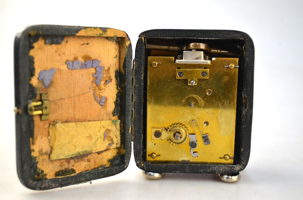 An Edwardian leather-cased desk clock with embossed silver face, Birmingham 1904, - Image 3 of 5