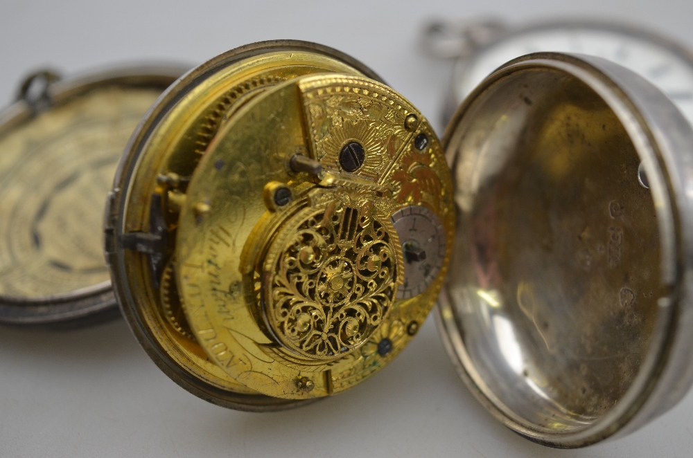 A George III silver pair-case pocket watch with verge movement no 17165 by R. C. - Image 2 of 3