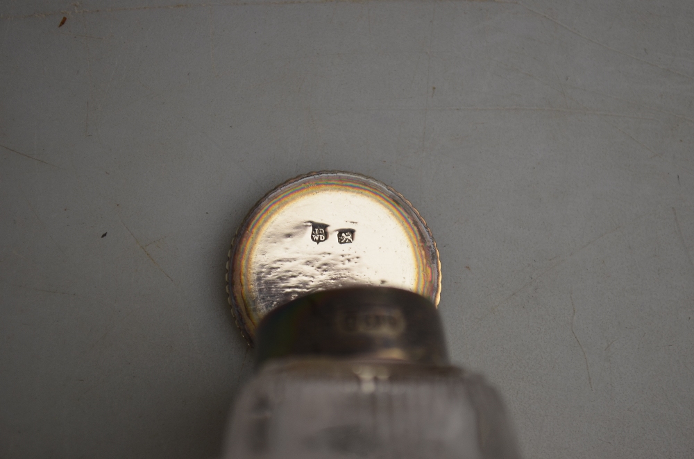 A late Victorian ink standish with two silver-topped cut glass bottles and beaded rim and claw feet, - Image 6 of 9